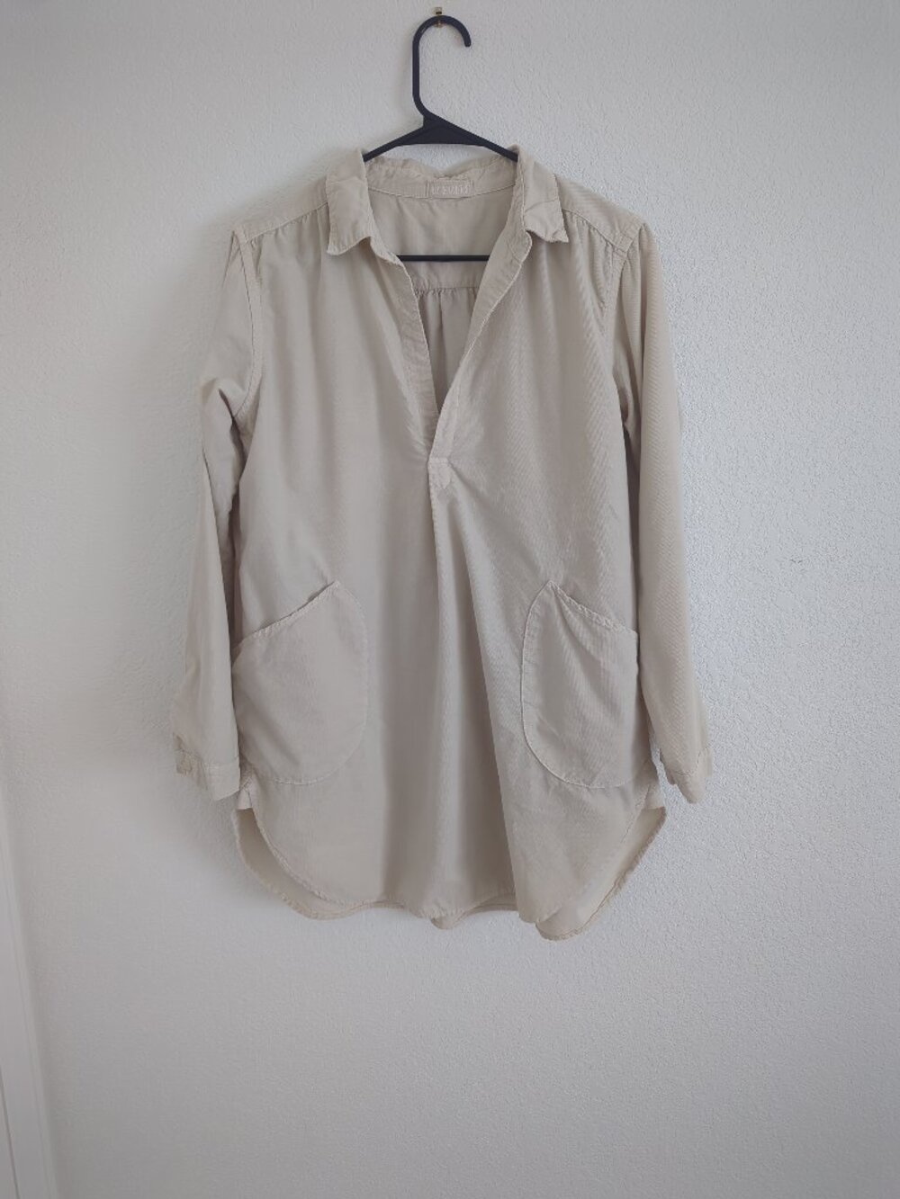 CP Shades Micro Corduroy Tunic Top Womens Small Off White Cotton